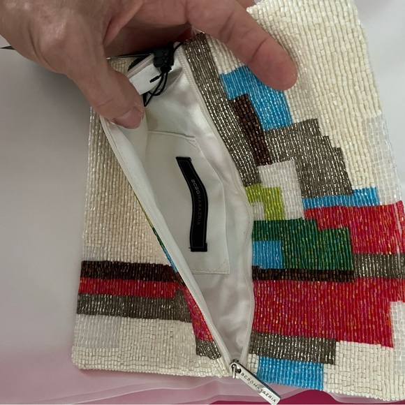 BCBG Maxazria Multicolour Beaded Clutch Purse Handbag, Ivory & Colors, NWT - Picture 10 of 16